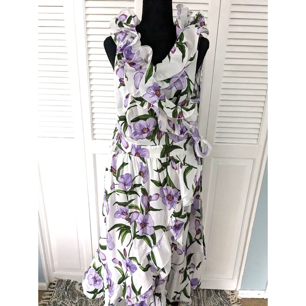 Gabriel Union Dress Womens 1X Macie Wrap Floral Wired Ruffle Purple Feminine